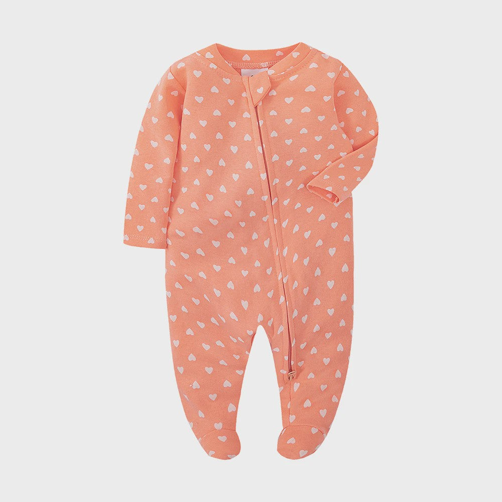 Katoenen Newborn Pyjama met Voetjes en Ritssluiting - Romper voor Jongens en Meisjes (0-12 Maanden)