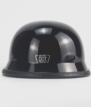 Vintage Motorhelm Half Shell Duits Stijl - DOT Goedgekeurd - Mat Zwart & Glans Zwart