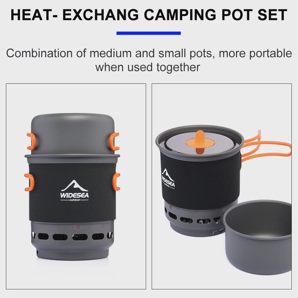 Widesea Complete Kampeer Kookset met Gasbrander en Warmtewisselaar - 1.5L