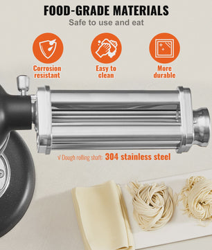 Pastaroller Opzetstuk voor KitchenAid Stand Mixer - Roestvrij Staal, Maak Zelf Verse Pasta