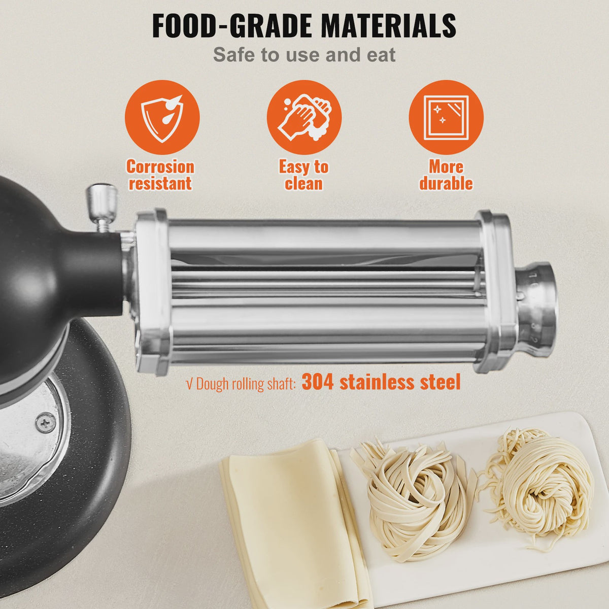 Pastaroller Opzetstuk voor KitchenAid Stand Mixer - Roestvrij Staal, Maak Zelf Verse Pasta