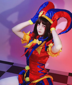 Pomni Cosplay Kostuum - The Amazing Digital Circus Clown Uniform