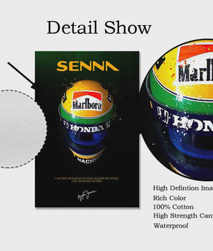 Iconische F1 Racer Helm Poster - Ayrton Senna Formule 1 Muurdecoratie