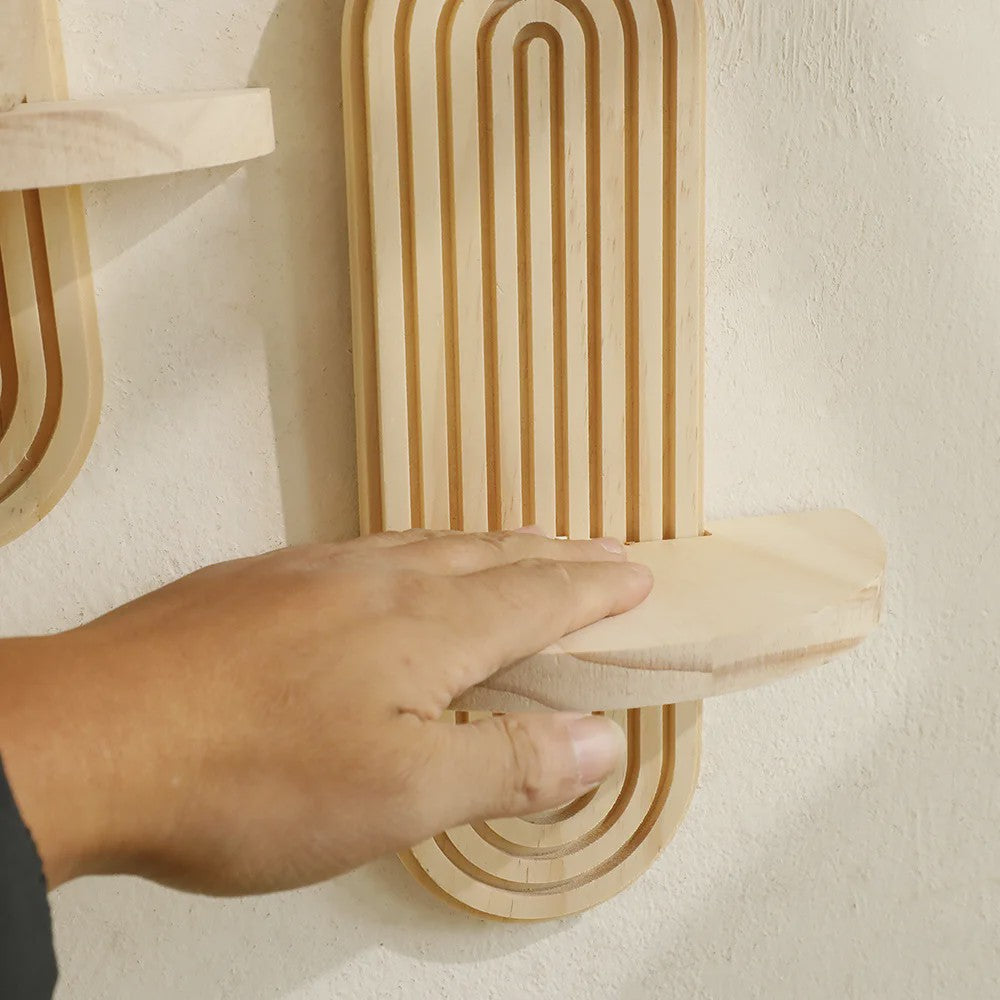 Houten Wandplank met Boogontwerp - Decoratieve Plank voor Planten & Kaarsen