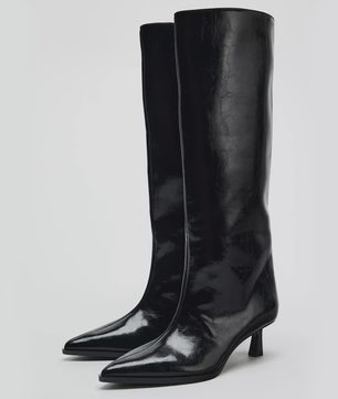 Dames Laarzen met Hoge Hak en Puntige Neus - Stijlvolle Lange Laarzen voor Herfst & Winter