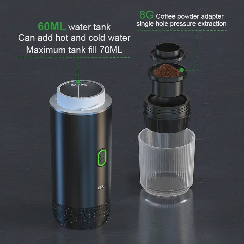 Draagbare Elektrische Espressomachine - 3-in-1 Koffiezetter voor Auto, Thuis & Camping