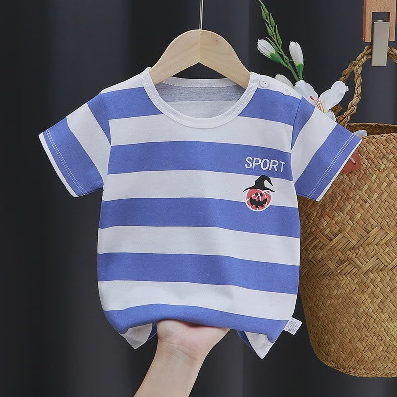 Zomer T-shirt Kinderen Katoen met Vrolijke Cartoon Print - 0-4 Jaar