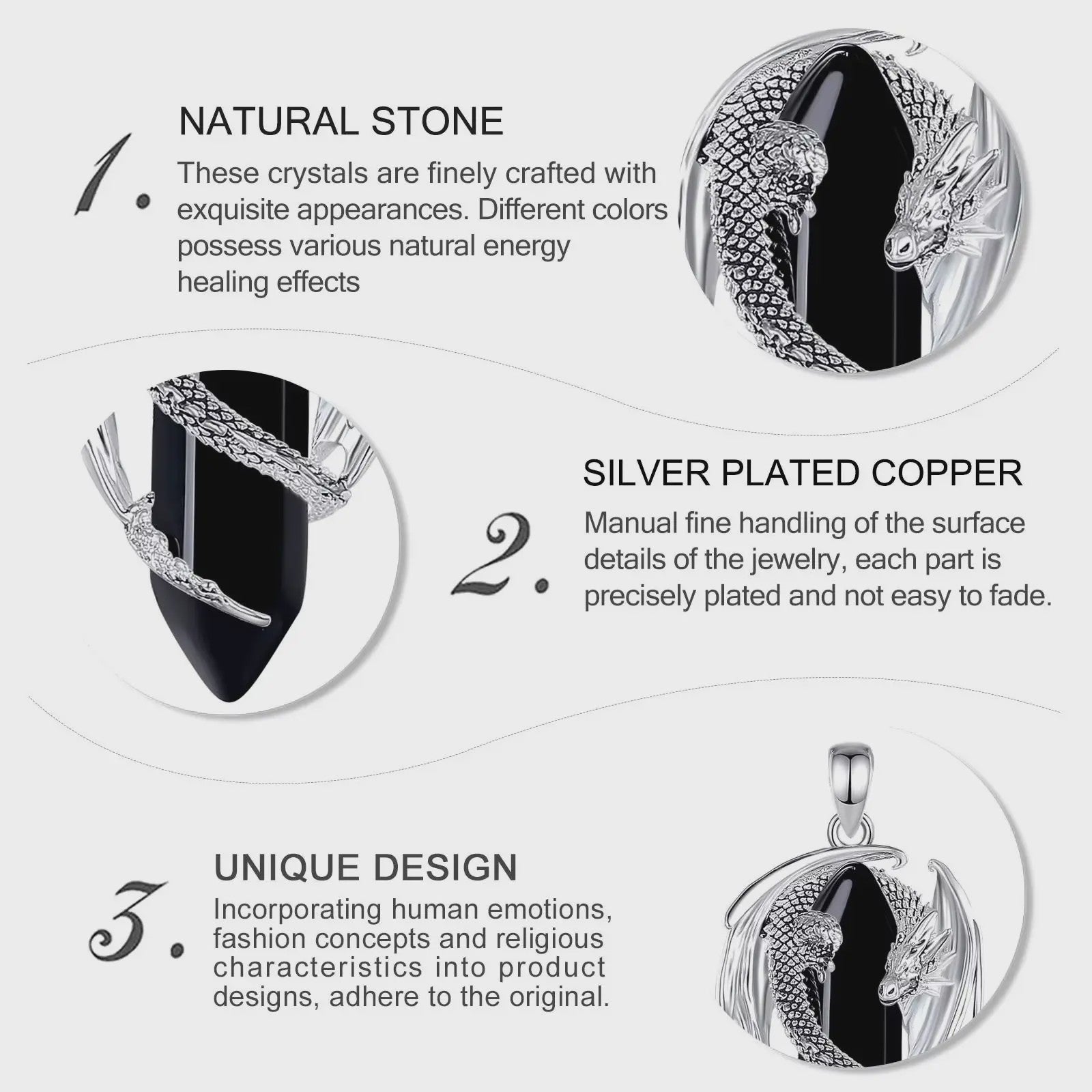 Obsidiaan Draak Ketting - Vintage Kristal Hanger met Spirituele Kracht voor Mannen en Vrouwen