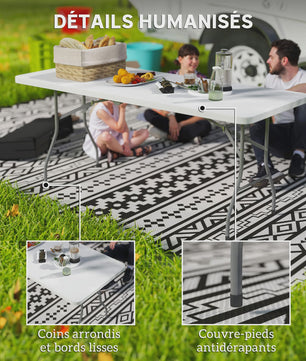 Outsunny HDPE Klaptafel - Robuuste Campingtafel Buiten met Handvat & Antislip Voetjes - 180x74x74 cm