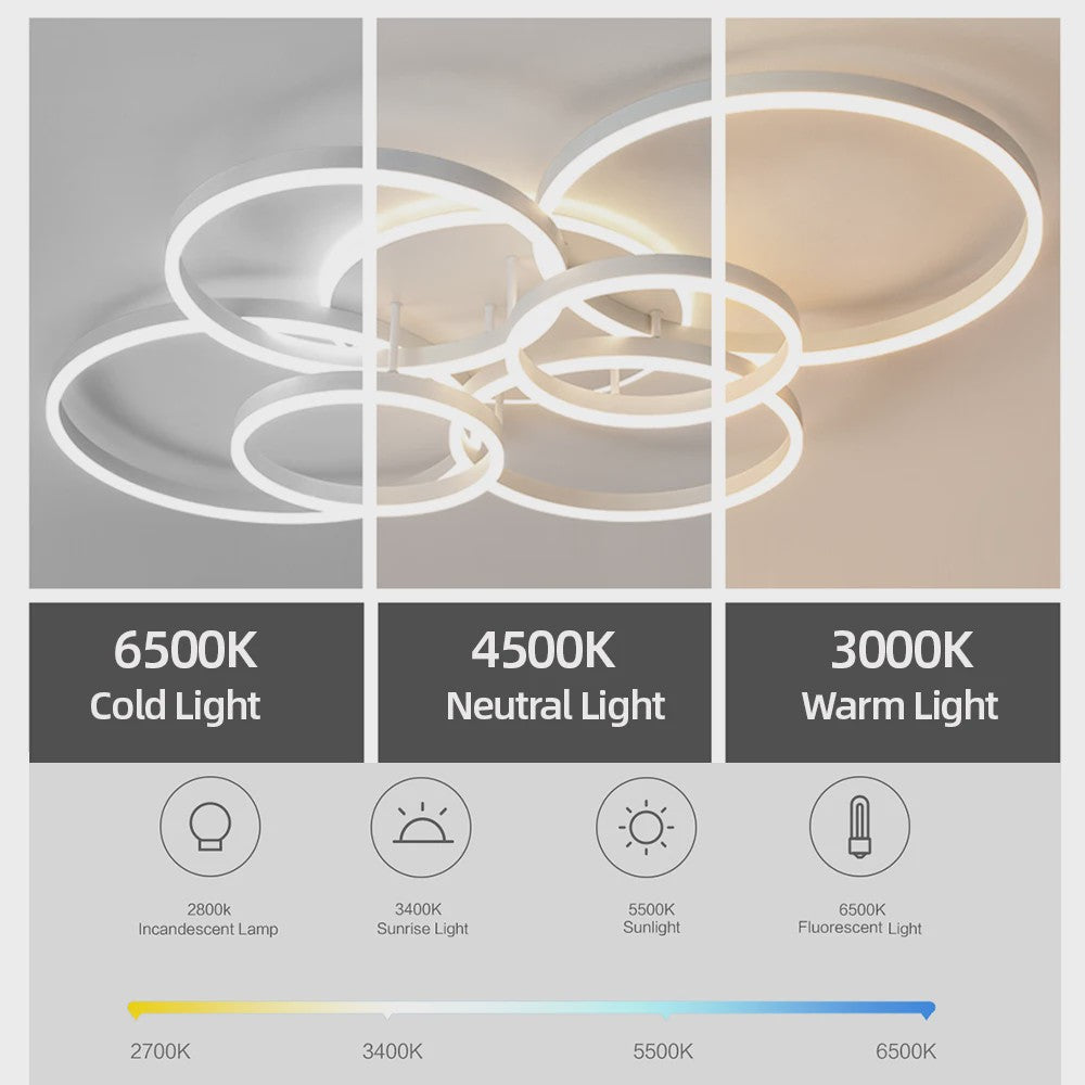 Moderne LED Plafondlamp Chandelier - Dimbare Ring Lamp voor Woonkamer & Slaapkamer