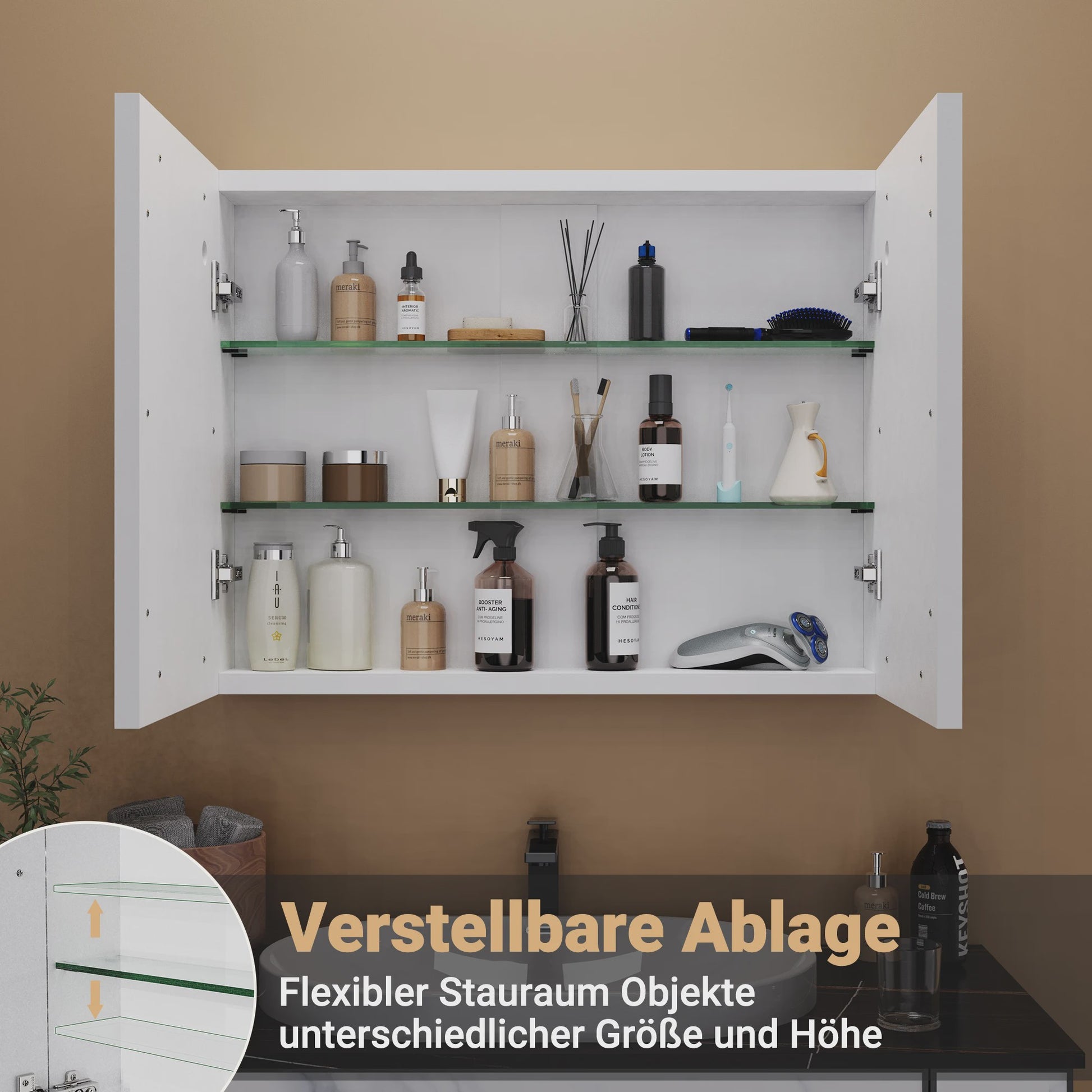 RVS LED Spiegelkast Badkamer - Wandmontage Medicijnkast met Anti-Condens Functie