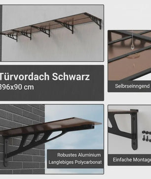 Polycarbonaat Deur Luifel met Aluminium & ABS Frame - Weerbestendig en Eenvoudig te Installeren