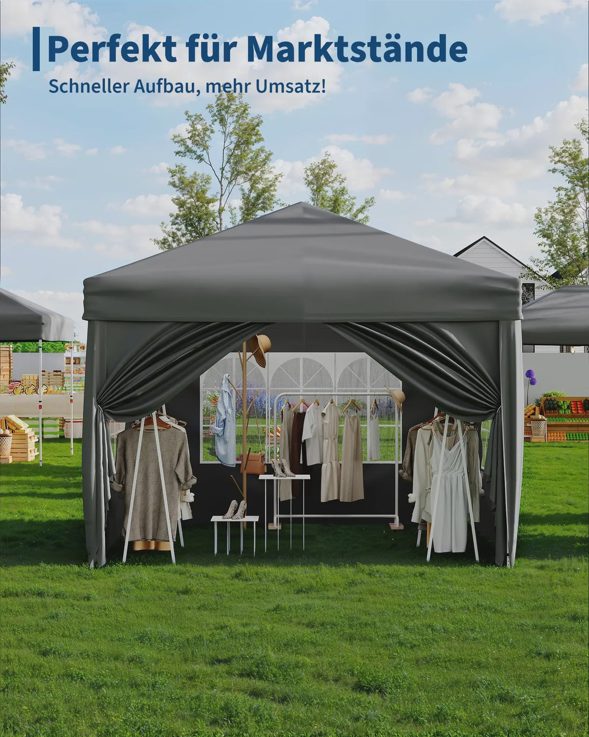 3x3m Pop-Up Partytent met 4 Zijwanden - Waterdicht, UV50+ en Draagbaar
