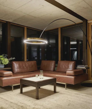 Moderne Gouden Ring Vloerlamp - Minimalistisch Design, Luxe Verlichting voor Woonkamer