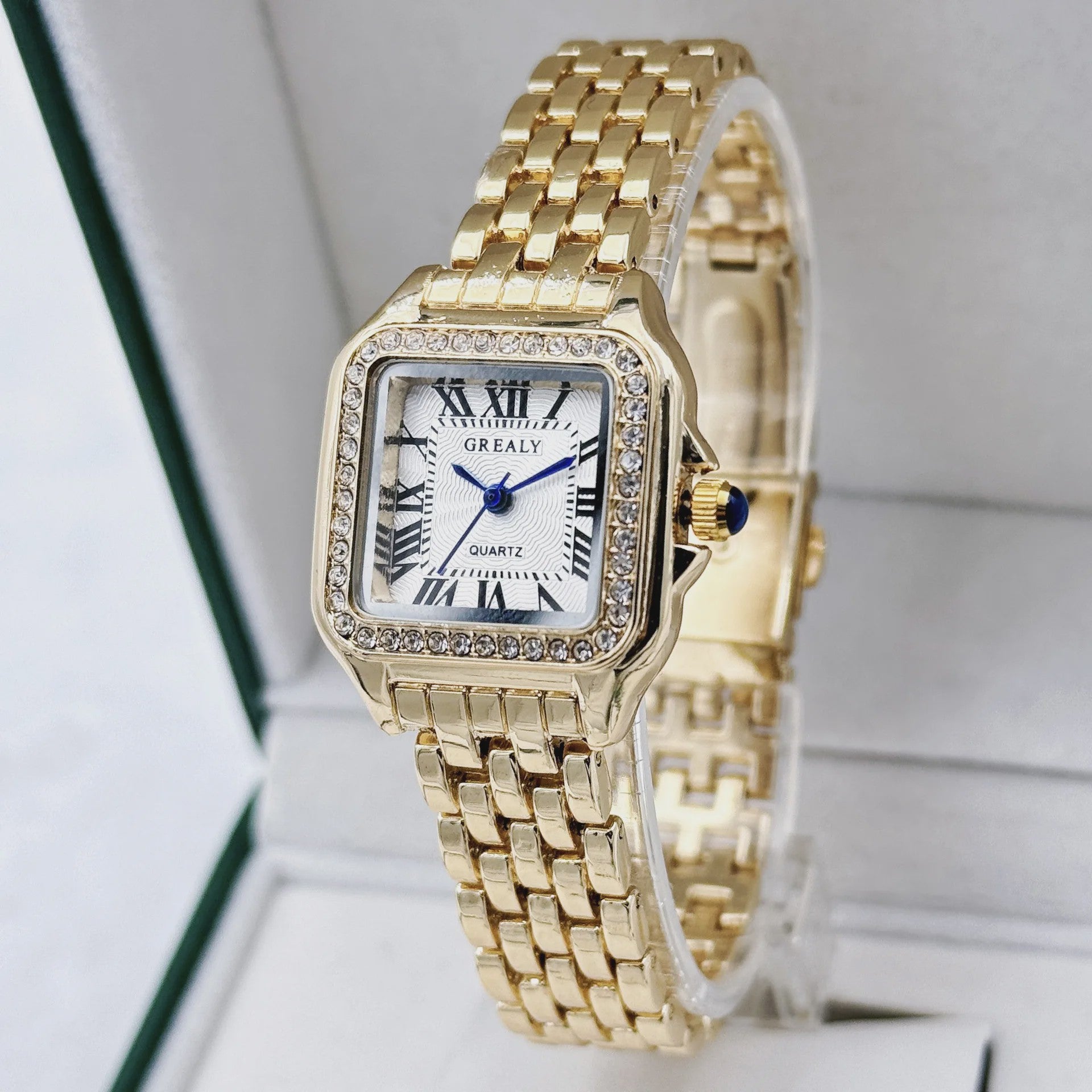 Luxe Gouden Roestvrij Staal Dameshorloge - Elegant Zakelijk Mode Accessoire