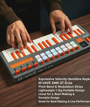 M-VAVE SMK-37 MIDI Keyboard Controller: 37 Velocity Keys, 16 RGB Pads, Bluetooth