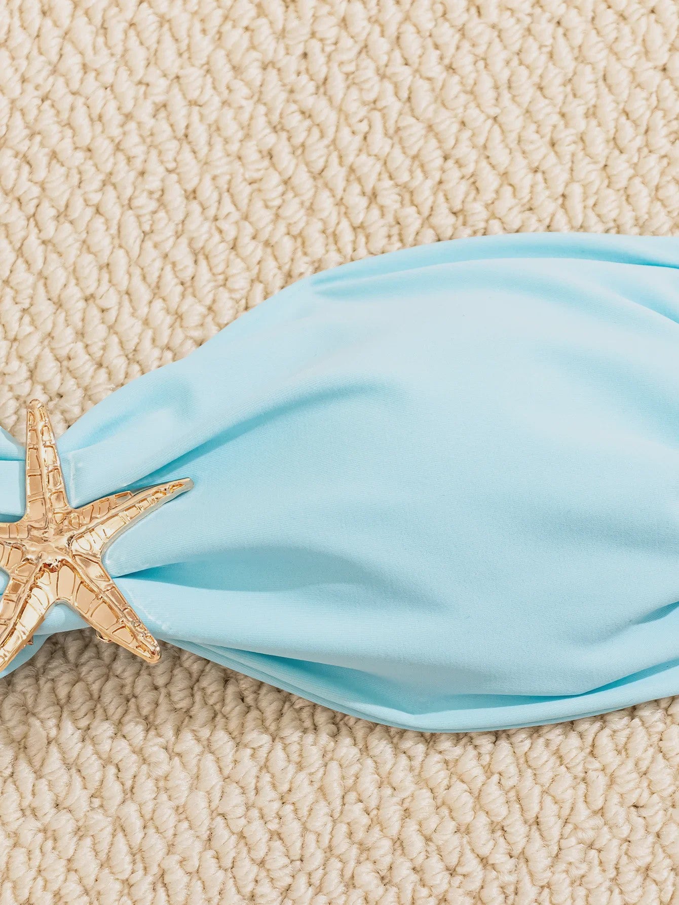 Bandeau Bikini Set met Sterrenornament - Sky Blue Push-Up Thong Badpak