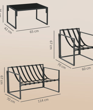 Outsunny Loungeset 4-delig Tuinset met Sofa, 2 Stoelen en Salontafel - Beige