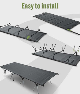 Night Cat Opvouwbaar Campingbed - Draagbaar Veldbed voor Volwassenen - Makkelijk Op te Zetten Outdoor Slaapbed