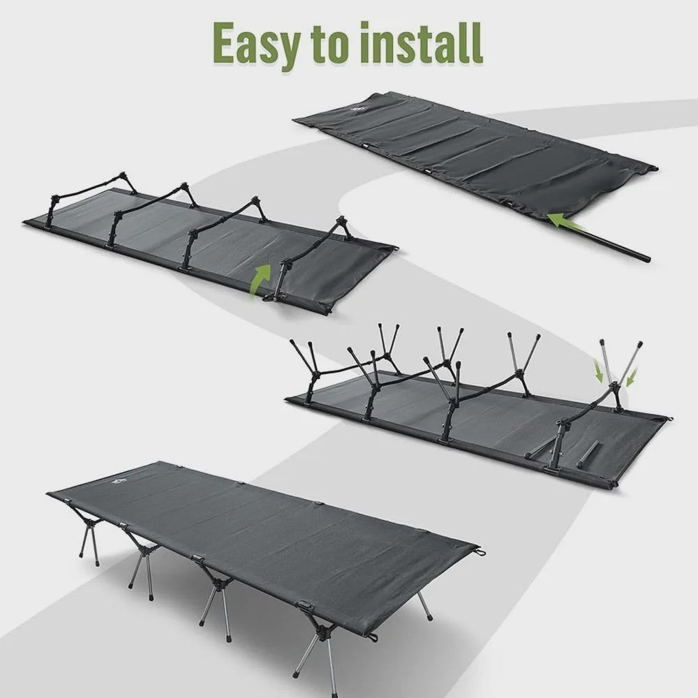 Night Cat Opvouwbaar Campingbed - Draagbaar Veldbed voor Volwassenen - Makkelijk Op te Zetten Outdoor Slaapbed