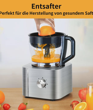 11-in-1 Keukenmachine 1100W met 3.2L Kom & 1.5L Blender - Compact Zilver