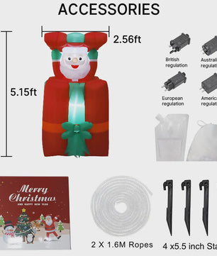 Opblaasbare Kerstman 1.5M - Feestelijke Tuindecoratie met LED Verlichting