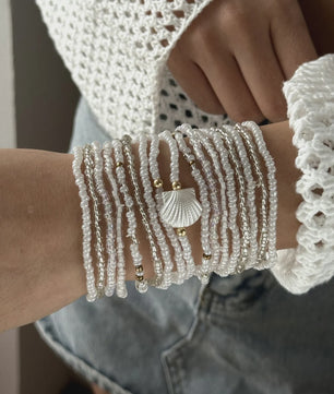 17-delige Boho Kralen Armband Set met Schelpjes - Pastel Kleuren voor Zomer & Strand
