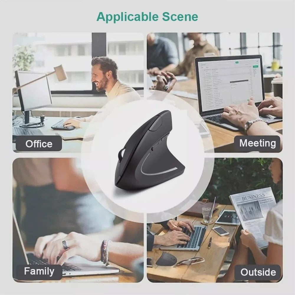 Ergonomische Verticale Draadloze Muis met Instelbare DPI voor PC en Laptop