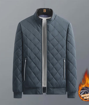 Heren Bomberjack met Diamantpatroon en Fleece Voering - Stijlvolle Winterjas