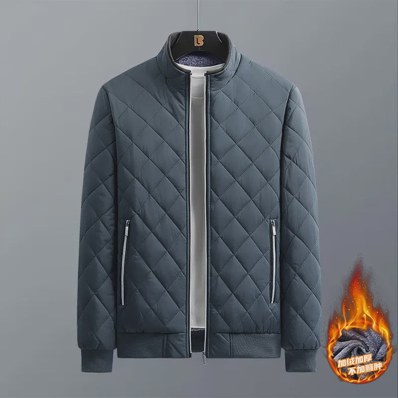 Heren Bomberjack met Diamantpatroon en Fleece Voering - Stijlvolle Winterjas