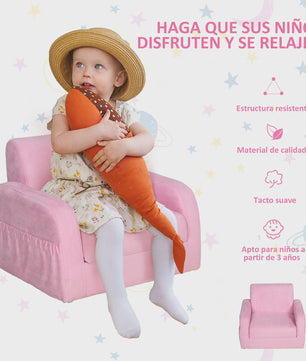 Homcom Kinderfauteuil 2-in-1: Verstelbaar, Inklapbaar en Comfortabel voor Kinderen vanaf 3 Jaar