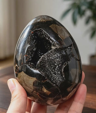 Septarian Draken Ei Kristal Geode - Zwart Kwarts voor Spirituele Heling & Decoratie