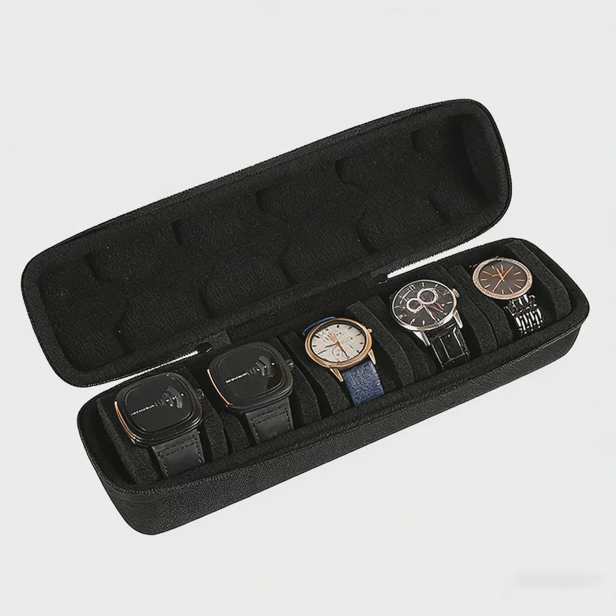 Luxe Horloge Koffer Organizer voor Heren - Draagbare Reis Etui met Anti-Beweging Bescherming