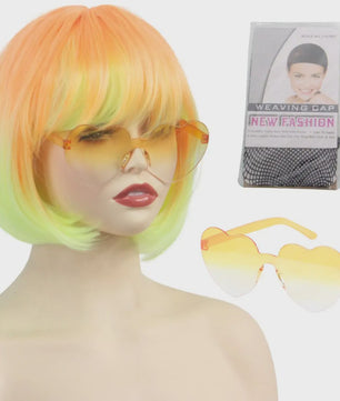 Stijlvolle Gradient Bob Pruik met Pony - Synthetisch Haar voor Cosplay & Feest
