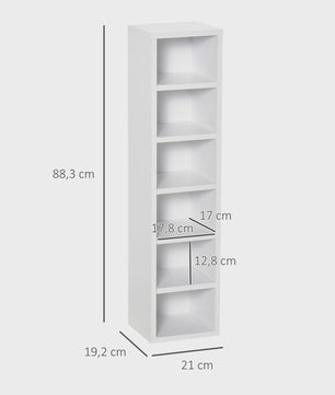 HOMCOM Set van 2 Smalle Boekenkasten/Opbergkasten met 6 Vakken per stuk