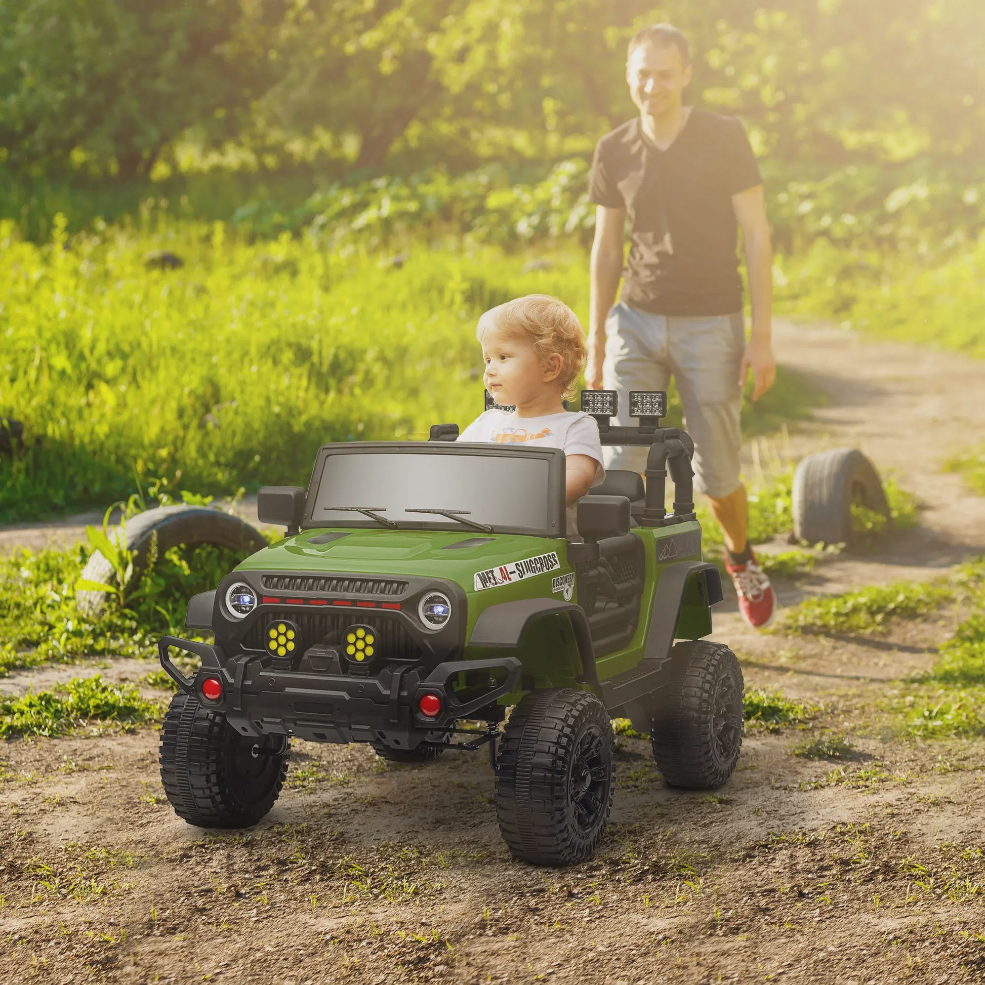 Groene Elektrische Off-road Kinderauto met 2.4 GHz Afstandsbediening en 12V Vermogen
