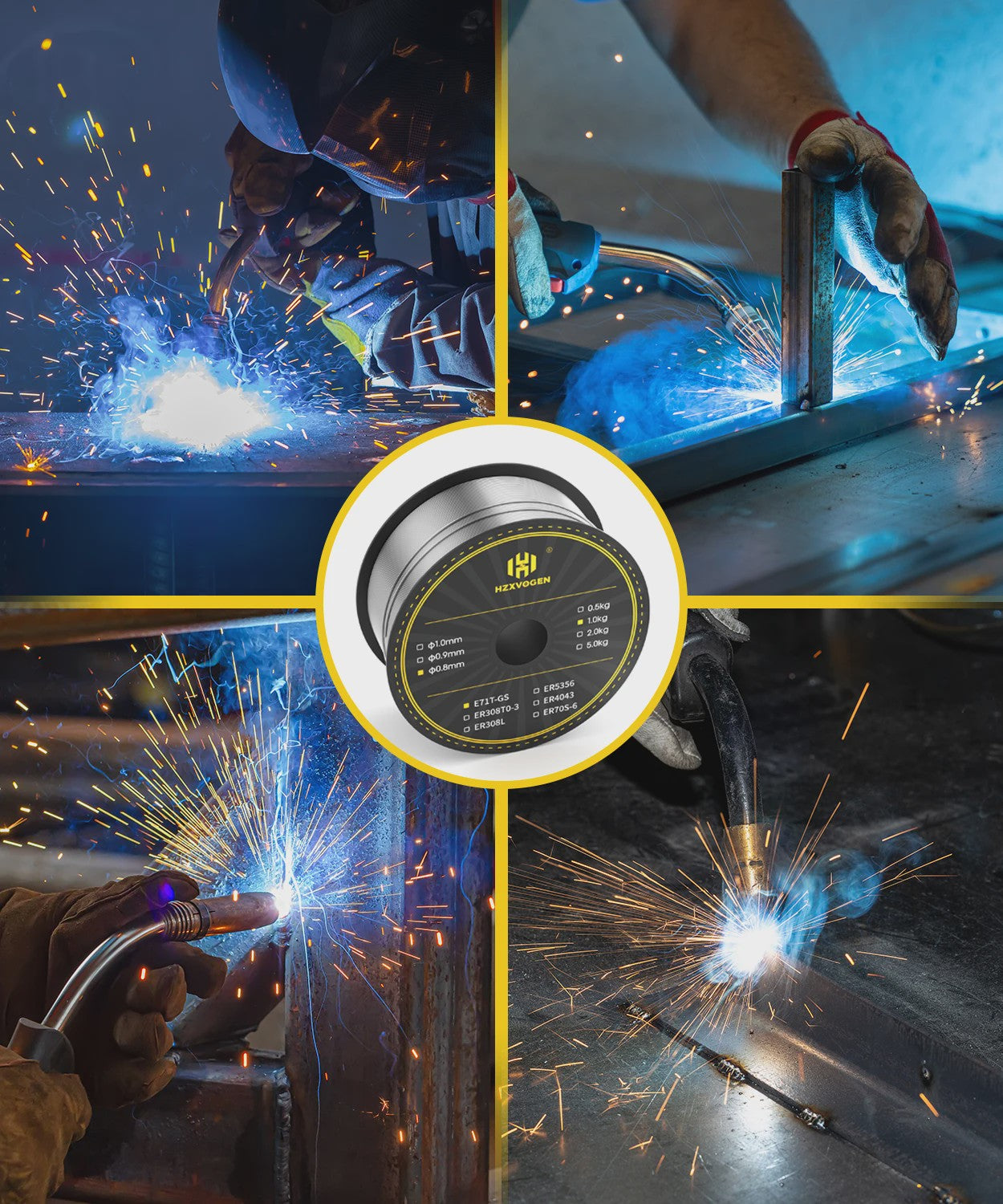 HZXVOGEN E71T-GS Flux Cored MIG Lasdraad 0.8mm 1KG - Zelfbeschermend, Gasloos, Lage Spatting, Makkelijke Slakverwijdering