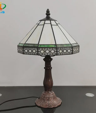 Stijlvolle Tiffany Tafellamp 22cm - Geometrisch Glas & Europees Design