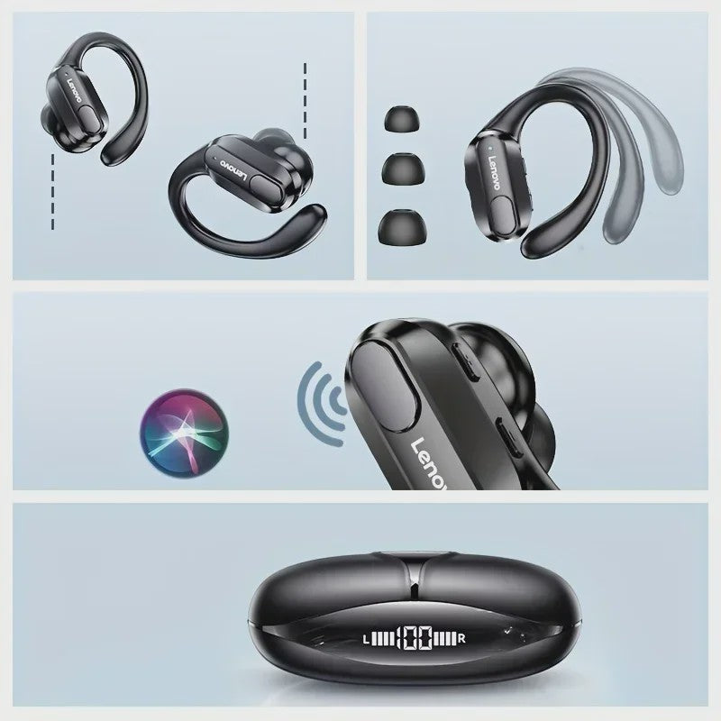 Lenovo XT80 Draadloze Oordopjes met Oorhaken - Bluetooth 5.4, Ruisonderdrukking, Waterdicht