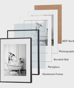 Moderne Zwarte Aluminium Fotolijst 40x50cm - Stijlvol Ophangen Verticaal/Horizontaal