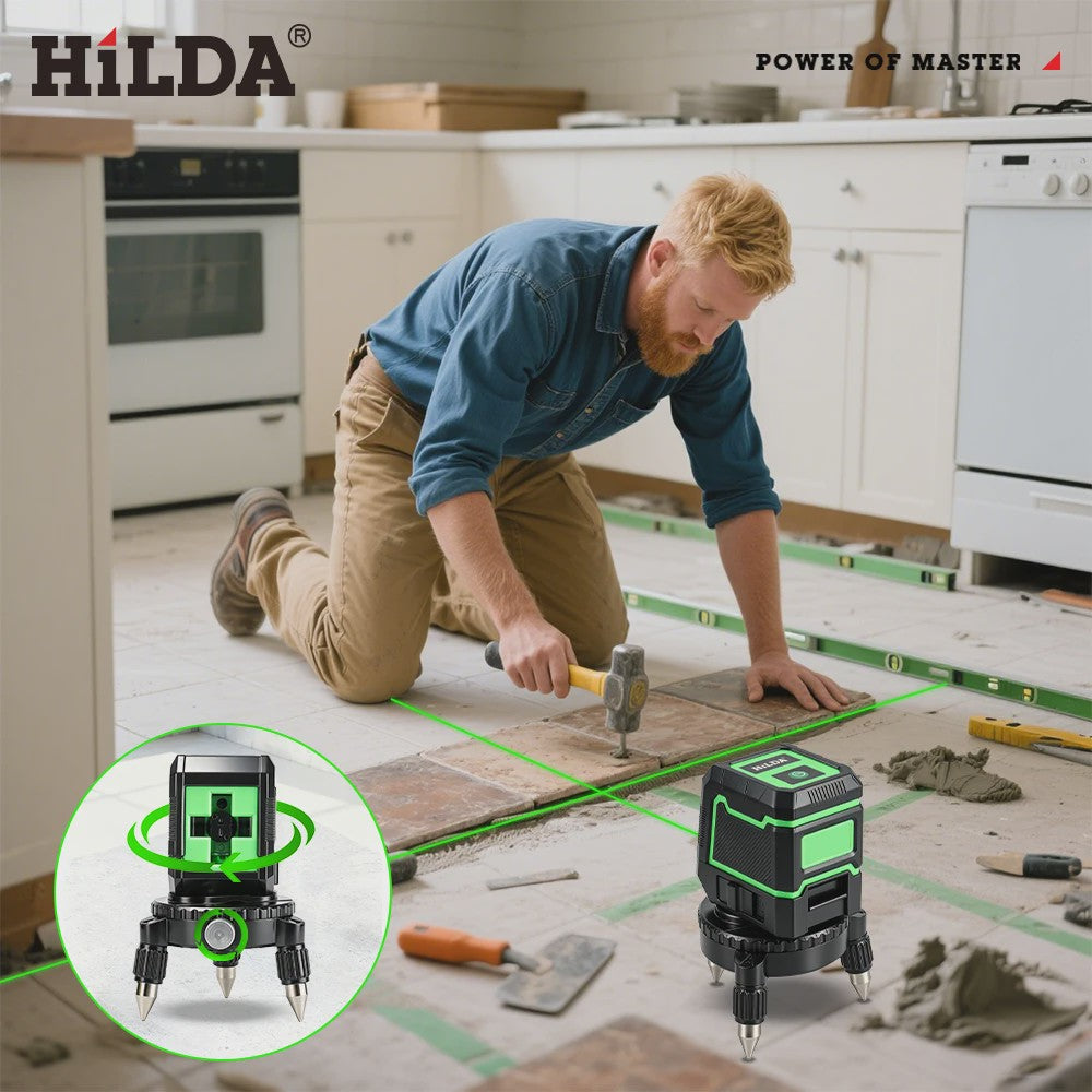 HILDA 360° Roterende Laserwaterpas Beugel met Verstelbare Basis en 1/4" & 5/8" Schroef voor Statief