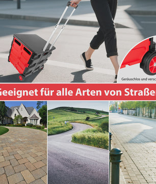 Opvouwbare Boodschappentrolley met Deksel en Telescoopsteel - Handig voor Boodschappen, Tuin & Camping