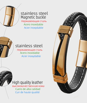 Unieke Roestvrijstalen & Leren Armband - Stijlvol Unisex Sieraad