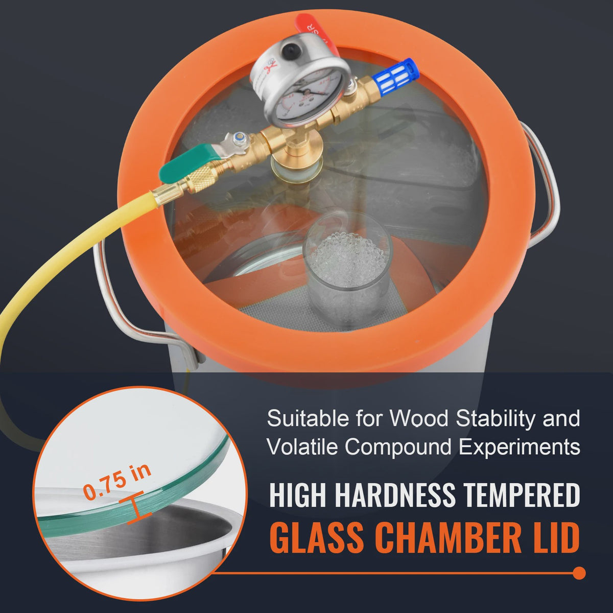 Vacuümkamer 3/5 Gallon met Gehard Glazen Deksel - Voor Hars, Hout & Meer