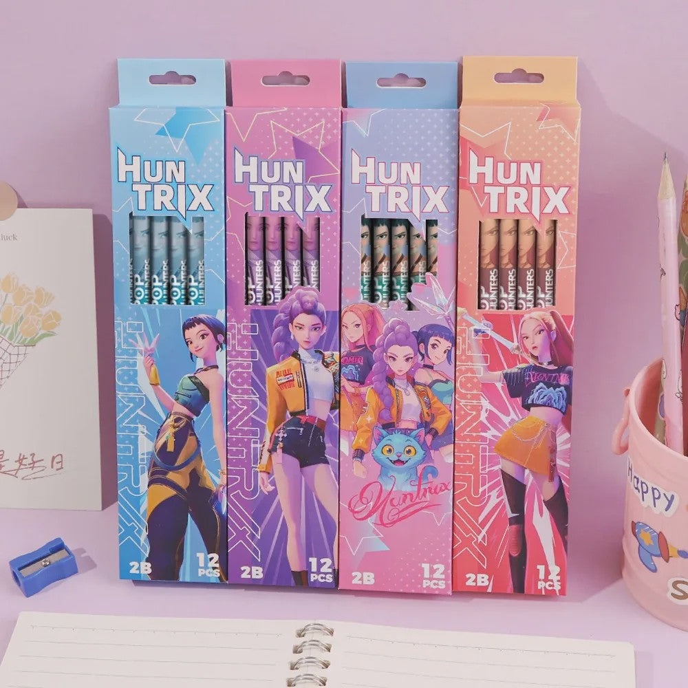 Set van 12 K-Pop Hantrix Tekenpotloden - Schattig Cartoon Design voor Kinderen