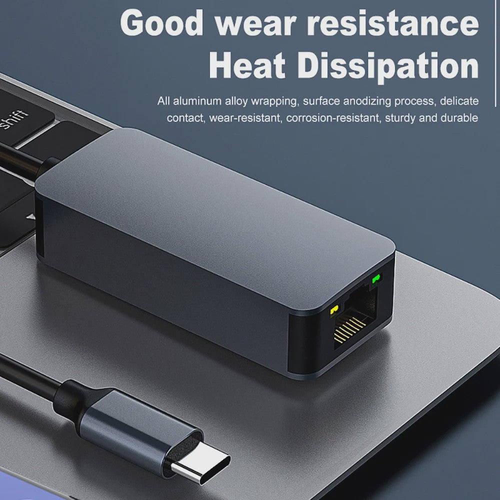 2.5G USB-C naar RJ45 Ethernet Adapter - 2500Mbps Netwerkkaart voor Laptop & PC