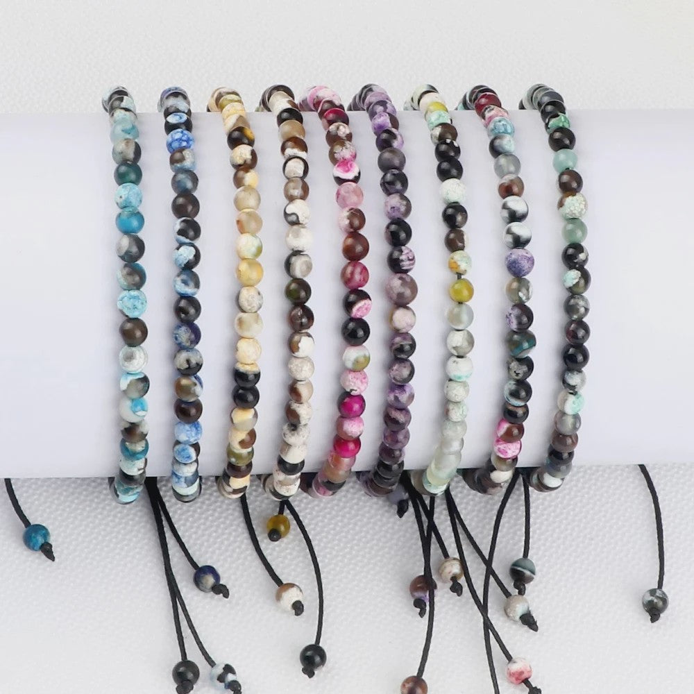 Natuurlijke 4mm Kralen Armbanden - Agate & Onyx - Yoga, Gebed & Stijlvol