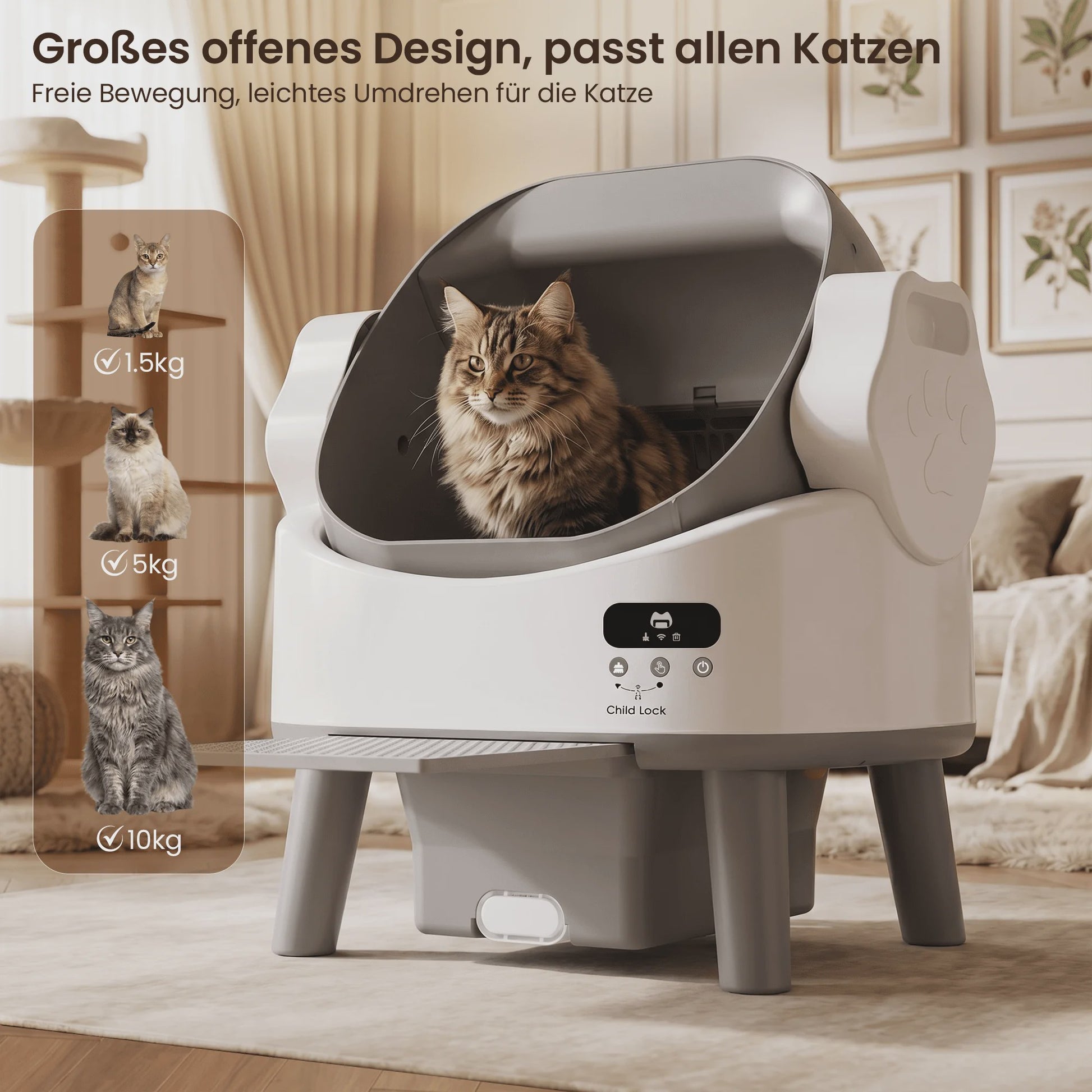 Automatische Kattenbak - Slim, Zelfreinigend & Geurvrij met Veiligheidssensor