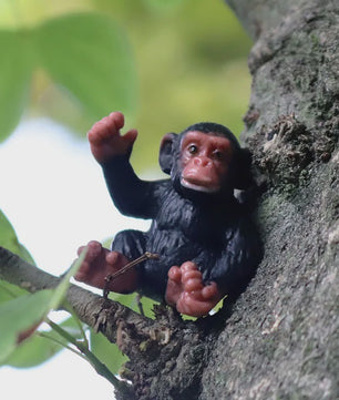 Oenux Wild Animal Speelfiguren: Aap, Chimpansee, Orang-oetan & Gibbon (PVC)