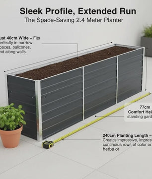 Verhoogd Plantenbed Staal Antraciet 240x40x77cm - Duurzaam & Stijlvol Tuinieren